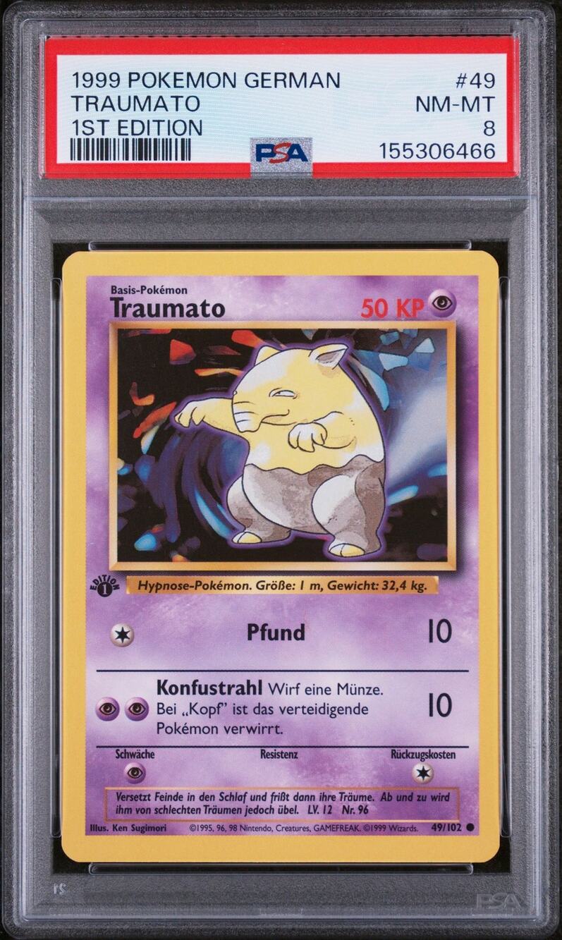PSA 8 NM-MT Drowzee (Traumato) 1st Edition 49/102 Pokémon 1999 German Base Set